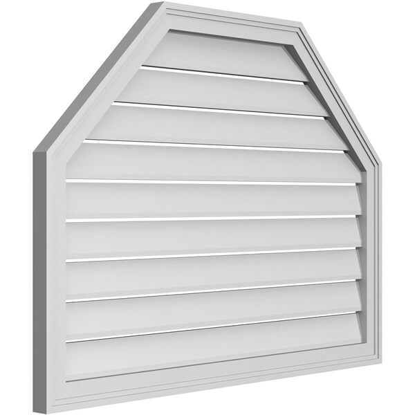 Ekena Millwork Octagonal Top Surface Mount PVC Gable Vent w/ 2"W x 1-1/2"P Brickmould Frame, 40"W x 30"H - GVPOT40X3002SF