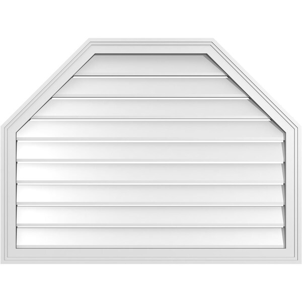 Ekena Millwork Octagonal Top Surface Mount PVC Gable Vent w/ 2"W x 1-1/2"P Brickmould Frame, 40"W x 30"H - GVPOT40X3002SF