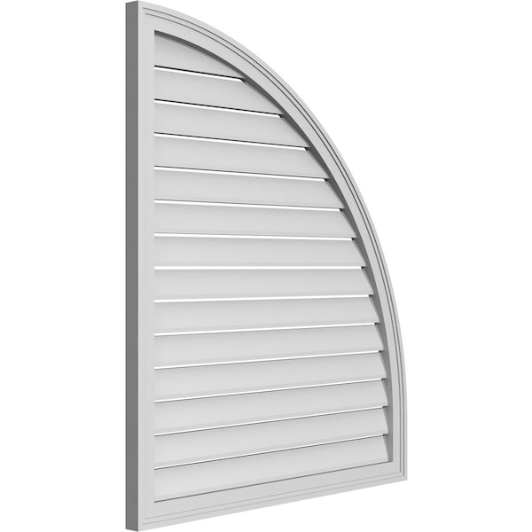 Ekena Millwork Quarter Round Top Right Surface Mount PVC Gable Vent w/ 2"W x 1-1/2"P Brickmould Frame, 36"W x 42"H - GVPQR36X4202SF
