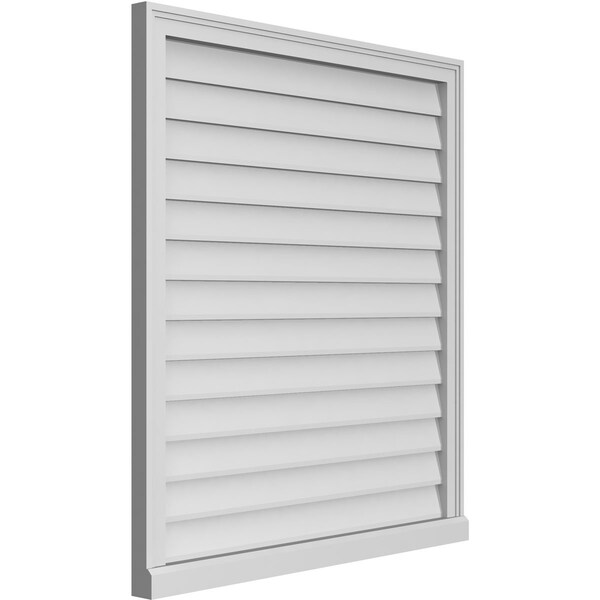 Ekena Millwork Vertical Surface Mount PVC Gable Vent w/ 2"W x 2"H , Brickmould Sill Frame, 36"W x 40"H - GVPVE36X4003SN