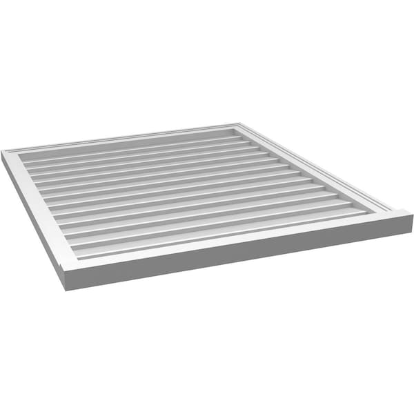 Ekena Millwork Vertical Surface Mount PVC Gable Vent w/ 2"W x 2"H , Brickmould Sill Frame, 36"W x 40"H - GVPVE36X4003SN