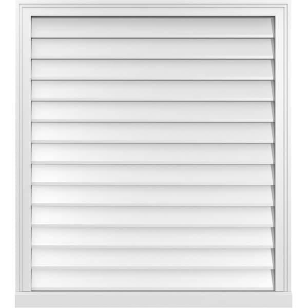 Ekena Millwork Vertical Surface Mount PVC Gable Vent w/ 2"W x 2"H , Brickmould Sill Frame, 36"W x 40"H - GVPVE36X4003SN