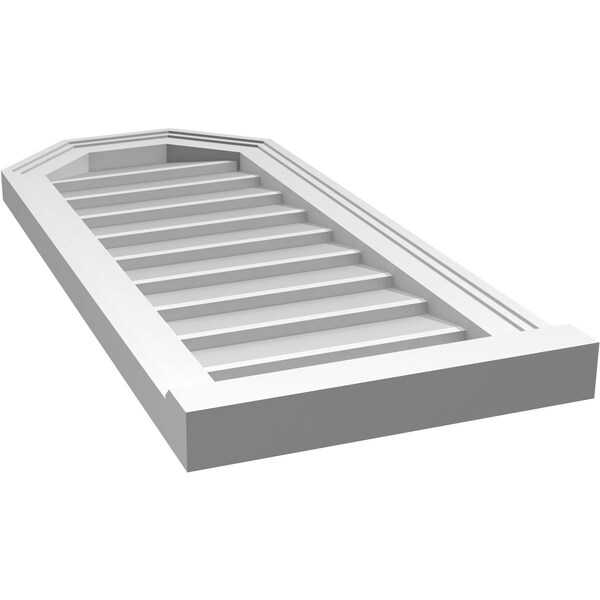 Ekena Millwork Octagonal Top Surface Mount PVC Gable Vent w/ 2"W x 2"P Brickmould Sill Frame, 14"W x 32"H - GVPOT14X3203SN