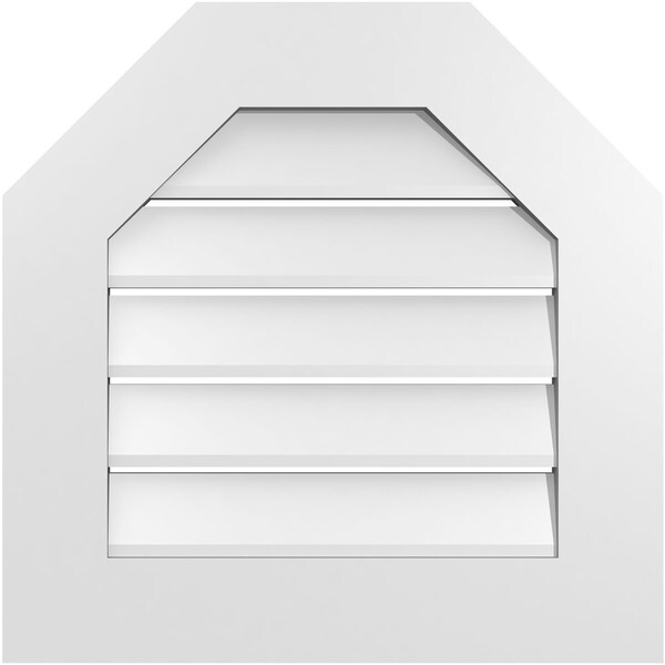 Ekena Millwork Octagonal Top Surface Mount PVC Gable Vent: Functional, w/ 3-1/2"W x 1"P Standard Frame, 22"W x 22"H - GVPOT22X2201SF