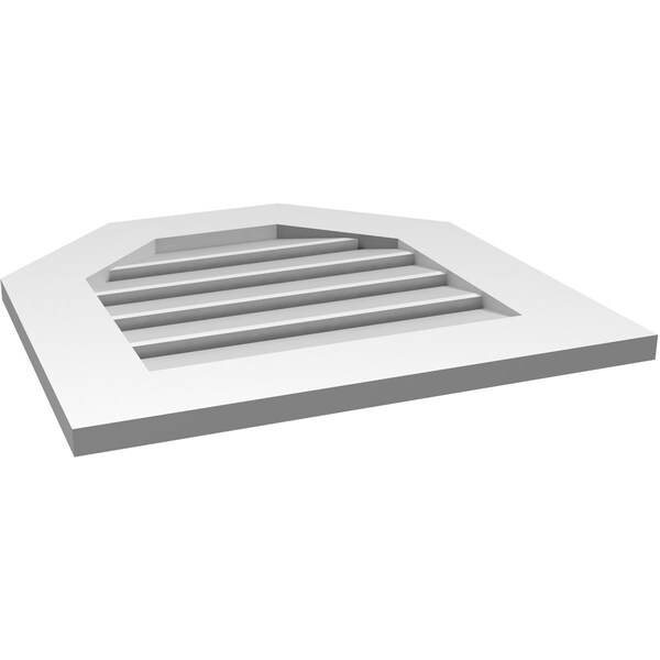 Ekena Millwork Octagonal Top Surface Mount PVC Gable Vent: Functional, w/ 3-1/2"W x 1"P Standard Frame, 22"W x 22"H - GVPOT22X2201SF