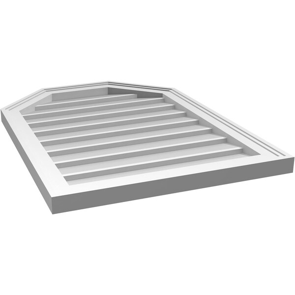 Ekena Millwork Octagonal Top Surface Mount PVC Gable Vent w/ 2"W x 1-1/2"P Brickmould Frame, 22"W x 30"H - GVPOT22X3002SN