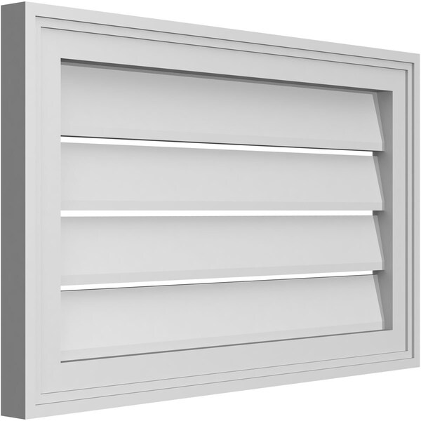 Ekena Millwork Vertical Surface Mount PVC Gable Vent: Functional, w/ 2"W x 1-1/2"P Brickmould Frame, 26"W x 16"H - GVPVE26X1602SF