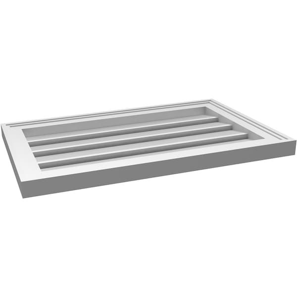 Ekena Millwork Vertical Surface Mount PVC Gable Vent: Functional, w/ 2"W x 1-1/2"P Brickmould Frame, 26"W x 16"H - GVPVE26X1602SF
