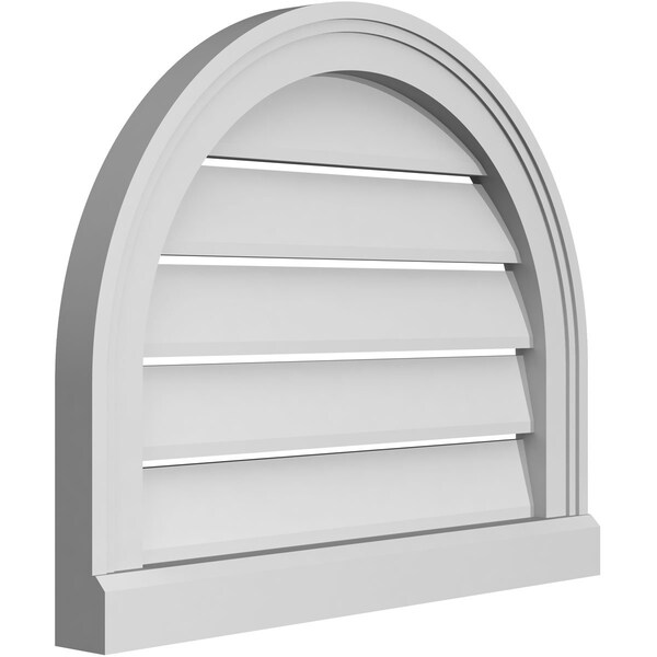 Ekena Millwork Round Top Surface Mount PVC Gable Vent: Functional, w/ 2"W x 2"P Brickmould Sill Frame, 22"W x 18"H - GVPRT22X1803SF