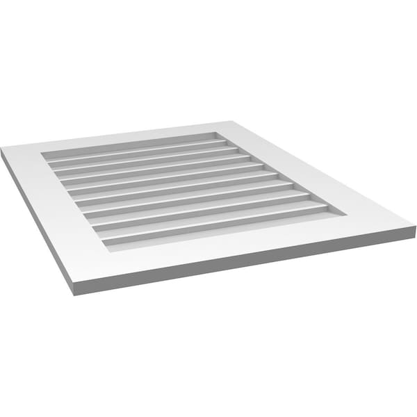 Ekena Millwork Vertical Surface Mount PVC Gable Vent: Non-Functional, w/ 3-1/2"W x 1"P Standard Frame, 26"W x 32"H - GVPVE26X3201SN