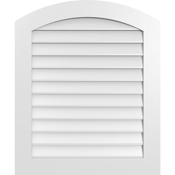 Ekena Millwork Arch Top Surface Mount PVC Gable Vent: Functional, w/ 3-1/2"W x 1"P Standard Frame, 30"W x 36"H - GVPAR30X3601SF