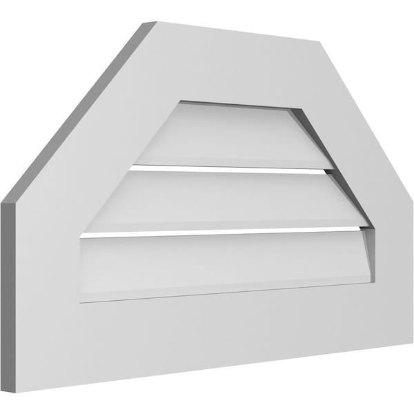 Ekena Millwork Octagonal Top Surface Mount PVC Gable Vent: Functional, w/ 3-1/2"W x 1"P Standard Frame, 28"W x 16"H - GVPOT28X1601SF