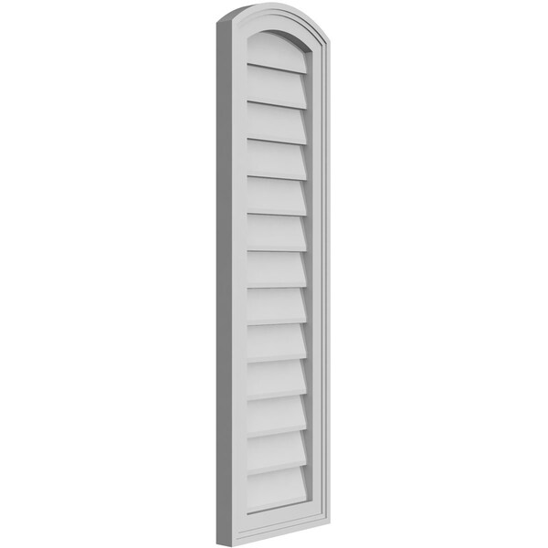 Ekena Millwork Arch Top Surface Mount PVC Gable Vent: Functional, w/ 2"W x 1-1/2"P Brickmould Frame, 12"W x 40"H - GVPAR12X4002SF