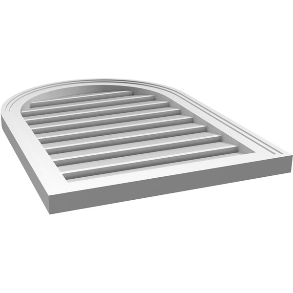 Ekena Millwork Round Top Surface Mount PVC Gable Vent: Functional, w/ 2"W x 1-1/2"P Brickmould Frame, 20"W x 28"H - GVPRT20X2802SF