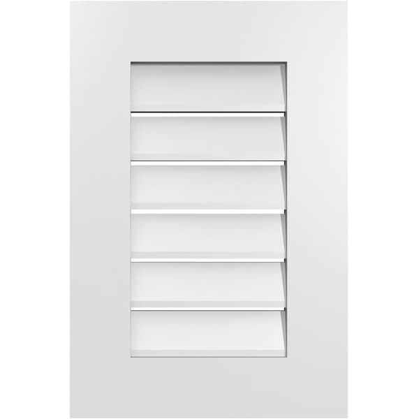 Ekena Millwork Vertical Surface Mount PVC Gable Vent: Functional, w/ 3-1/2"W x 1"P Standard Frame, 16"W x 24"H - GVPVE16X2401SF
