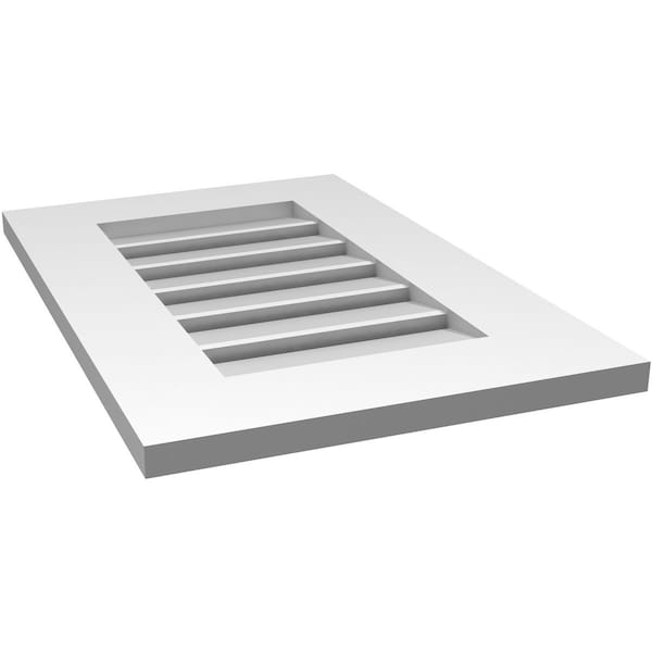Ekena Millwork Vertical Surface Mount PVC Gable Vent: Functional, w/ 3-1/2"W x 1"P Standard Frame, 16"W x 24"H - GVPVE16X2401SF