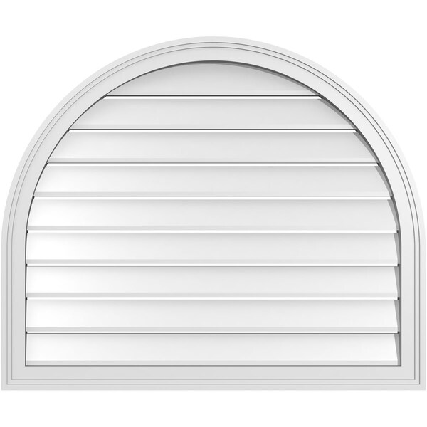 Ekena Millwork Round Top Surface Mount PVC Gable Vent: Functional, w/ 2"W x 1-1/2"P Brickmould Frame, 36"W x 30"H - GVPRT36X3002SF