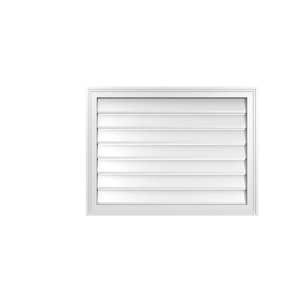 Ekena Millwork Vertical Surface Mount PVC Gable Vent: Functional, w/ 2"W x 1-1/2"P Brickmould Frame, 32"W x 24"H - GVPVE32X2402SF