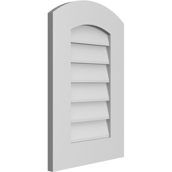 Ekena Millwork Arch Top Surface Mount PVC Gable Vent: Functional, w/ 3-1/2"W x 1"P Standard Frame, 16"W x 24"H - GVPAR16X2401SF
