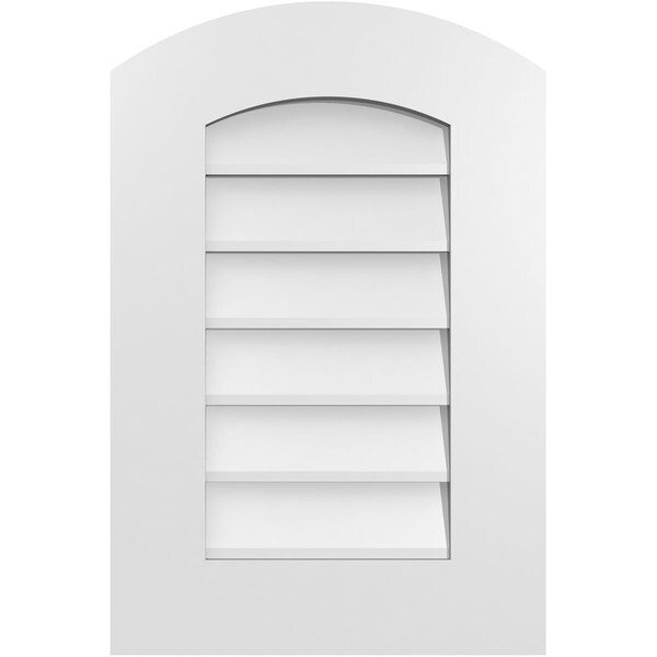 Ekena Millwork Arch Top Surface Mount PVC Gable Vent: Functional, w/ 3-1/2"W x 1"P Standard Frame, 16"W x 24"H - GVPAR16X2401SF