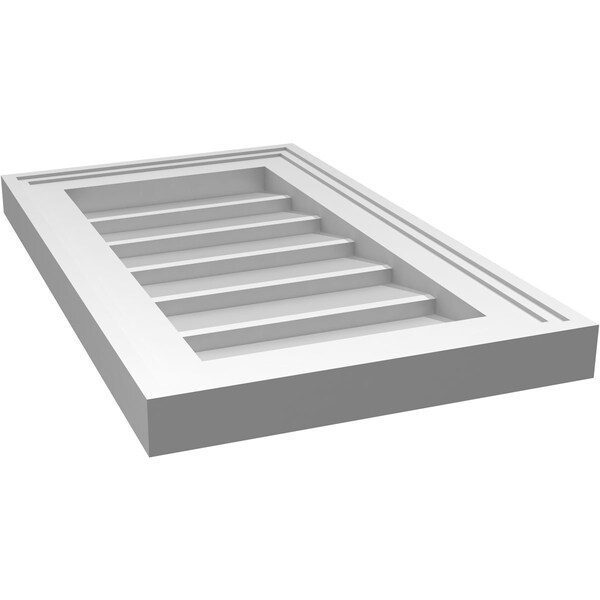 Ekena Millwork Vertical Surface Mount PVC Gable Vnt: Non-Functional, w/2"W x 1-1/2"H, Brickmould Frame, 12"W x 20"H - GVPVE12X2002SN