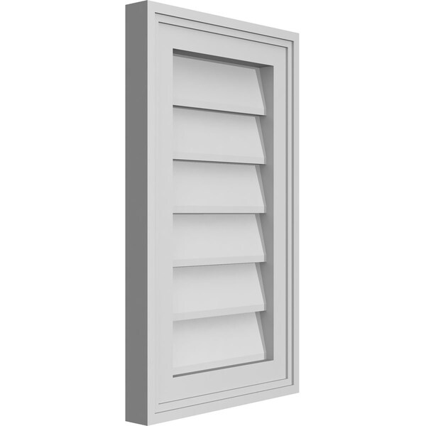 Ekena Millwork Vertical Surface Mount PVC Gable Vnt: Non-Functional, w/2"W x 1-1/2"H, Brickmould Frame, 12"W x 20"H - GVPVE12X2002SN