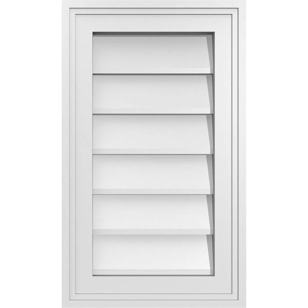 Ekena Millwork Vertical Surface Mount PVC Gable Vnt: Non-Functional, w/2"W x 1-1/2"H, Brickmould Frame, 12"W x 20"H - GVPVE12X2002SN