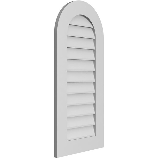 Ekena Millwork Round Top Surface Mount PVC Gable Vent: Non-Functional, w/ 3-1/2"W x 1"P Standard Frame, 18"W x 38"H - GVPRT18X3801SN
