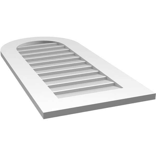 Ekena Millwork Round Top Surface Mount PVC Gable Vent: Non-Functional, w/ 3-1/2"W x 1"P Standard Frame, 18"W x 38"H - GVPRT18X3801SN