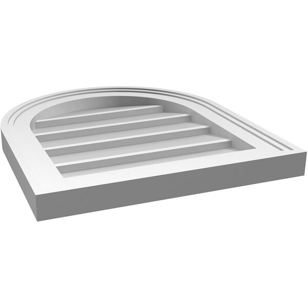 Ekena Millwork Round Top Surface Mount PVC Gable Vent w/ 2"W x 1-1/2"P Brickmould Frame, 16"W x 18"H - GVPRT16X1802SN