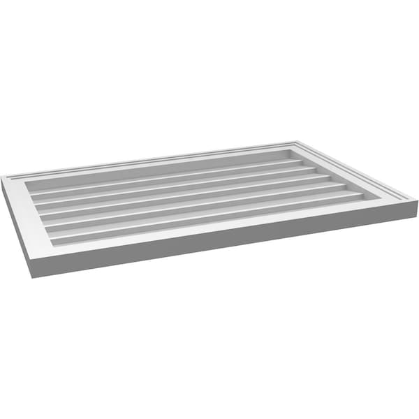 Ekena Millwork Vertical Surface Mount PVC Gable Vnt: Non-Functional, w/2"W x 1-1/2"H, Brickmould Frame, 32"W x 20"H - GVPVE32X2002SN