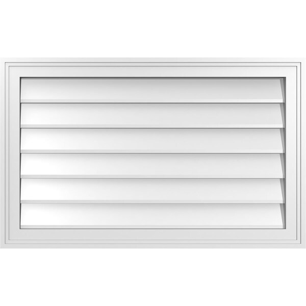 Ekena Millwork Vertical Surface Mount PVC Gable Vnt: Non-Functional, w/2"W x 1-1/2"H, Brickmould Frame, 32"W x 20"H - GVPVE32X2002SN