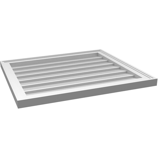 Ekena Millwork Vertical Surface Mount PVC Gable Vnt: Non-Functional, w/2"W x 1-1/2"H, Brickmould Frame, 28"W x 24"H - GVPVE28X2402SN