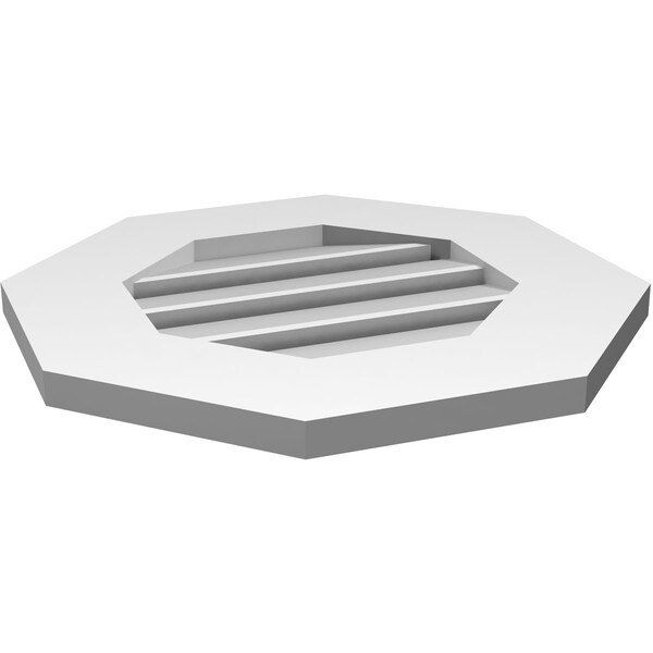 Ekena Millwork Octagonal Surface Mount PVC Gable Vent: Functional, w/ 3-1/2"W x 1"P Standard Frame, 18"W x 18"H - GVPOC18X1801SF
