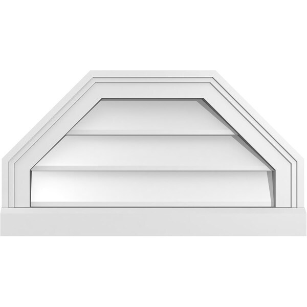Ekena Millwork Octagonal Top Surface Mount PVC Gable Vent w/ 2"W x 2"P Brickmould Sill Frame, 22"W x 12"H - GVPOT22X1203SN