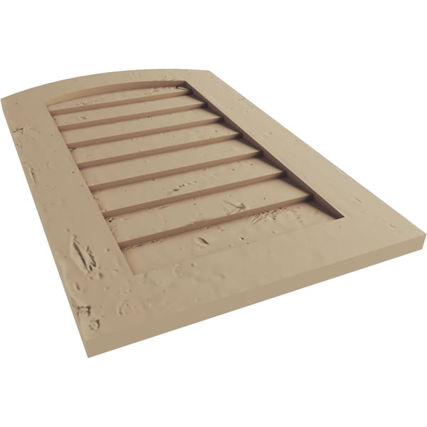 Ekena Millwork Timberthane Knotty Pine Arch Top Faux Wood Non-Functional Gable Vent, Primed Tan, 18"W x 48"H - GVURAR18X48DKPPR