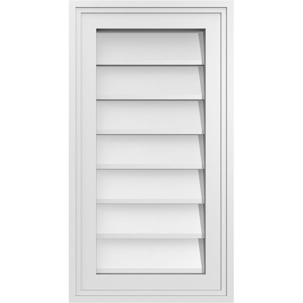 Ekena Millwork Vertical Surface Mount PVC Gable Vnt: Non-Functional, w/2"W x 1-1/2"H, Brickmould Frame, 12"W x 22"H - GVPVE12X2202SN