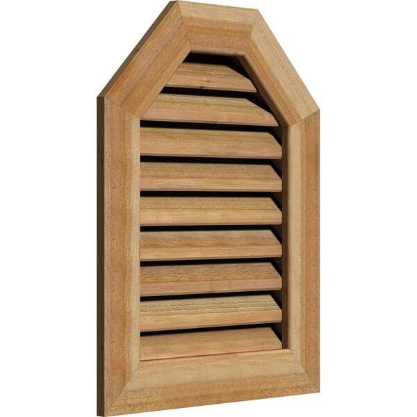 Ekena Millwork Octagonal Top Gable Vent Western Red Cedar Gable Vent w/1" x 4" Flat Trim Frame, 36"W x 22"H - GVWOT36X2201RFUWR