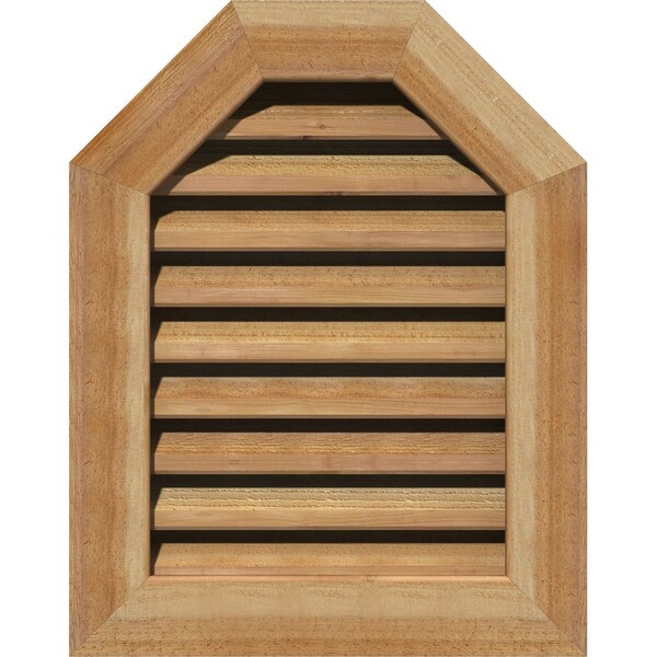 Ekena Millwork Octagonal Top Gable Vent Western Red Cedar Gable Vent w/1" x 4" Flat Trim Frame, 36"W x 22"H - GVWOT36X2201RFUWR