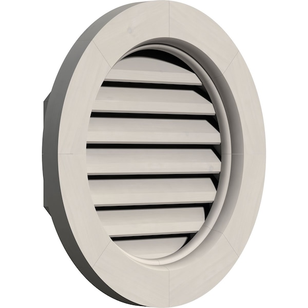Ekena Millwork Round Gable Vent, Functional, Western Red Cedar Gable Vent w/ Brick Mould Face Frame, 20"W x 20"H - GVWRO20X2000SFPWR
