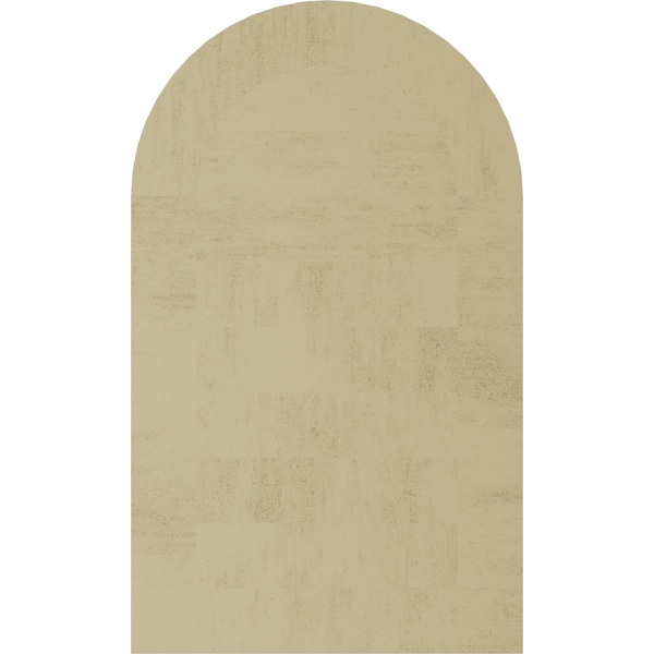 Ekena Millwork Timberthane Hand Hewn Round Top Faux Wood Non-Functional Gable Vent, Primed Tan, 32"W x 36"H - GVURRT32X36DHHPR