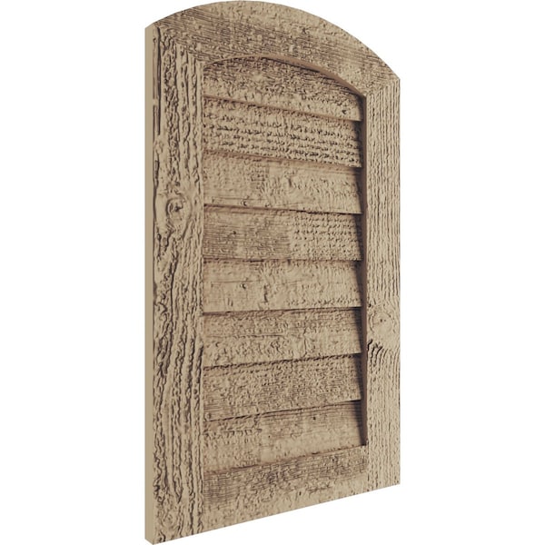 Ekena Millwork Timberthane Rough Sawn Arch Top Faux Wood Non-Functional Gable Vent, Primed Tan, 22"W x 48"H - GVURAR22X48DRSPR
