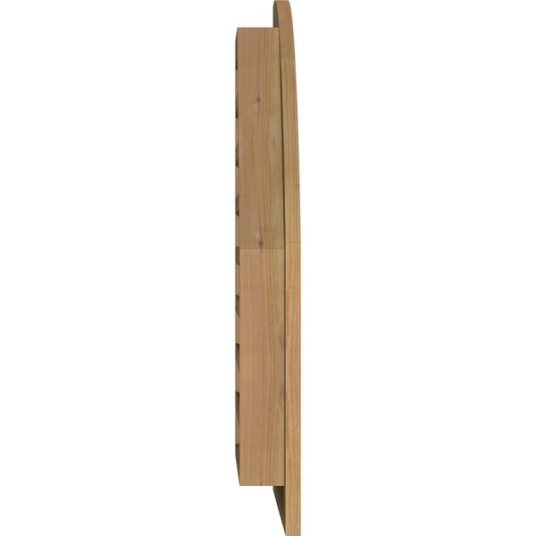 Ekena Millwork Quarter Round Top Left Functional Western Red Cedar Gable Vnt w/1" x 4" Flat Trim Frame, 18"W x 26"H - GVWQL18X2601RFUWR