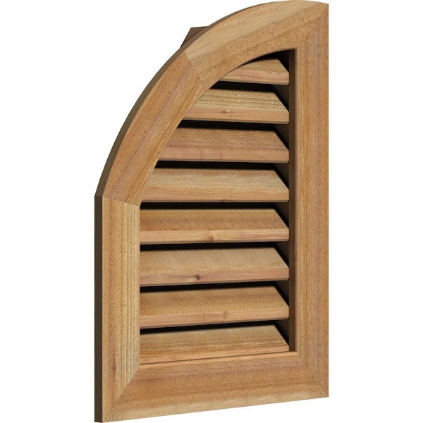 Ekena Millwork Quarter Round Top Left Functional Western Red Cedar Gable Vnt w/1" x 4" Flat Trim Frame, 18"W x 26"H - GVWQL18X2601RFUWR