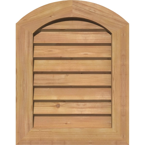 Ekena Millwork Arch Top Gable Vent Non-Functional Western Red Cedar Gable Vent w/Decorative Face Frame, 18"W x 34"H - GVWAR18X3402SDUWR