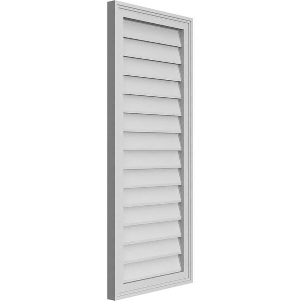 Ekena Millwork Vertical Surface Mount PVC Gable Vnt: Non-Functional, w/2"W x 1-1/2"H, Brickmould Frame, 18"W x 42"H - GVPVE18X4202SN
