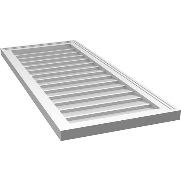 Ekena Millwork Vertical Surface Mount PVC Gable Vnt: Non-Functional, w/2"W x 1-1/2"H, Brickmould Frame, 18"W x 42"H - GVPVE18X4202SN