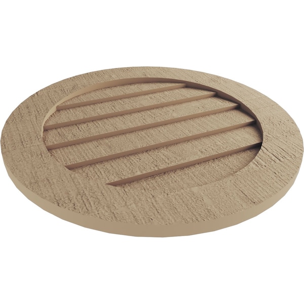 Ekena Millwork Timberthane Rough Cedar Round Faux Wood Non-Functional Gable Vent, Primed Tan, 21"W x 21"H - GVURRO21DRCPR