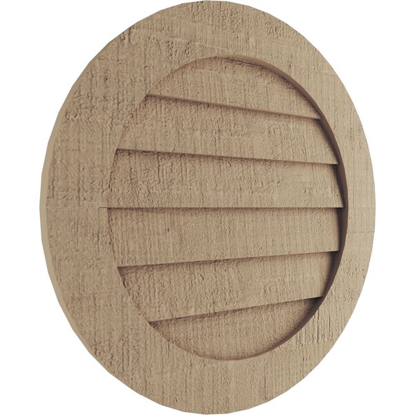 Ekena Millwork Timberthane Rough Cedar Round Faux Wood Non-Functional Gable Vent, Primed Tan, 21"W x 21"H - GVURRO21DRCPR