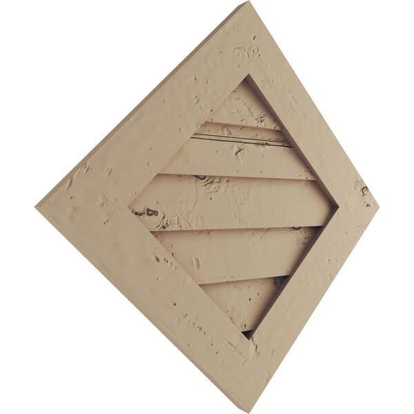 Ekena Millwork Timberthane Knotty Pine Diamond Faux Wood Non-Functional Gable Vent, Primed Tan, 24"W x 24"H - GVURDI24X24DKPPR